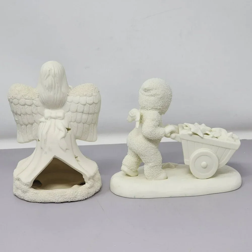 Angel & Child Figurine Jade Angel Candle Holder Dept‎ 56 Child With Wheelbarrow
